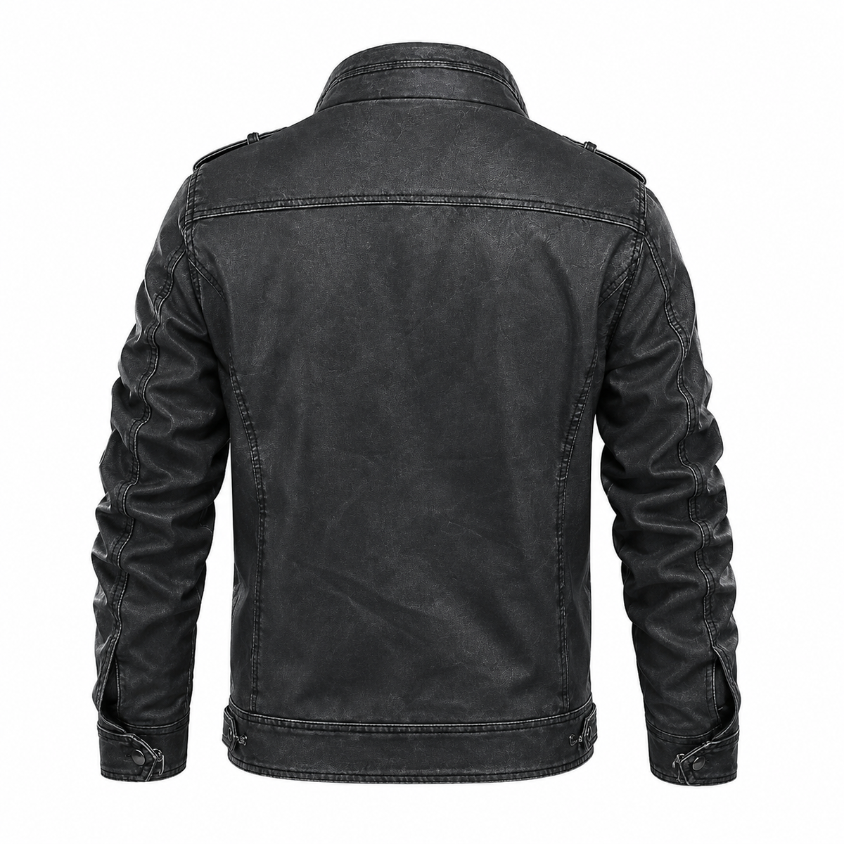 Men’s Distressed Grey Cafe Racer Leather Jacket