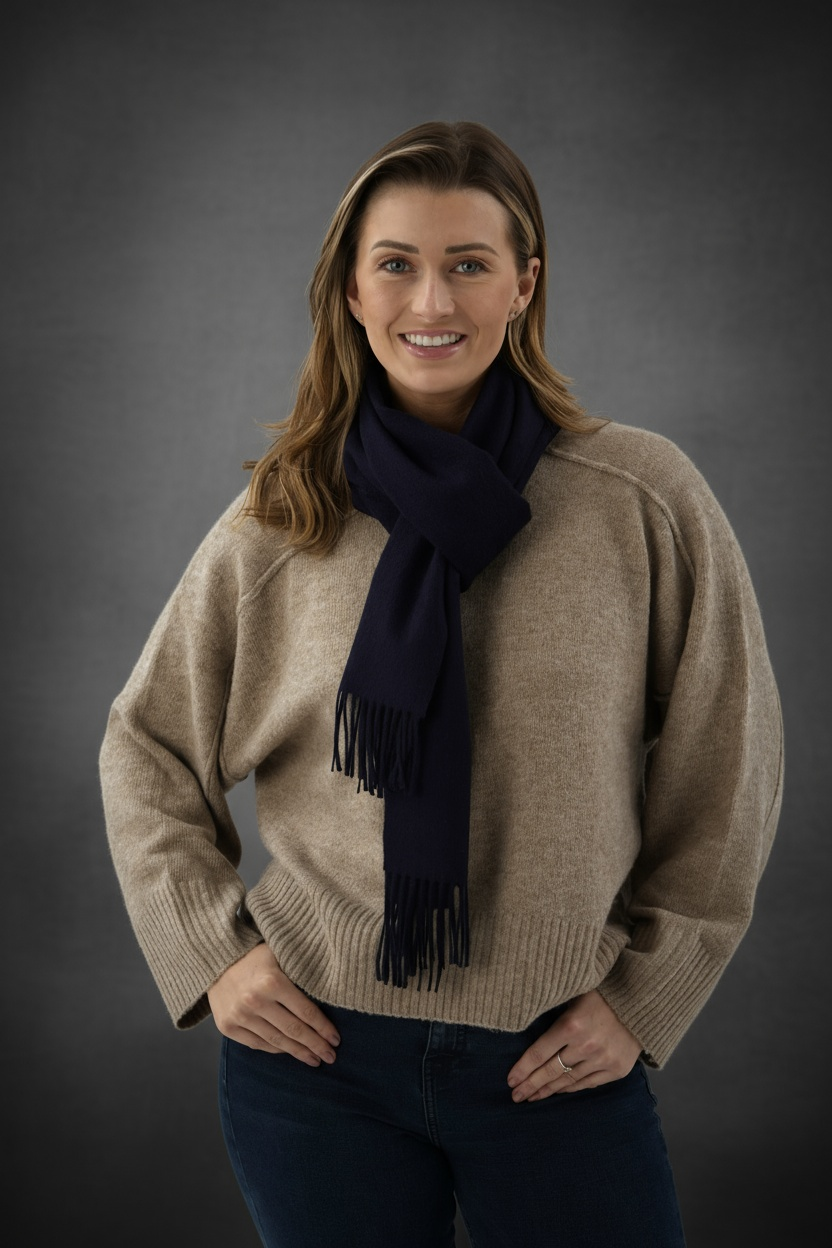 Navy Blue Lambswool Scarf