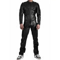Men’s Black Leather Jumpsuit with Adjustable Straps