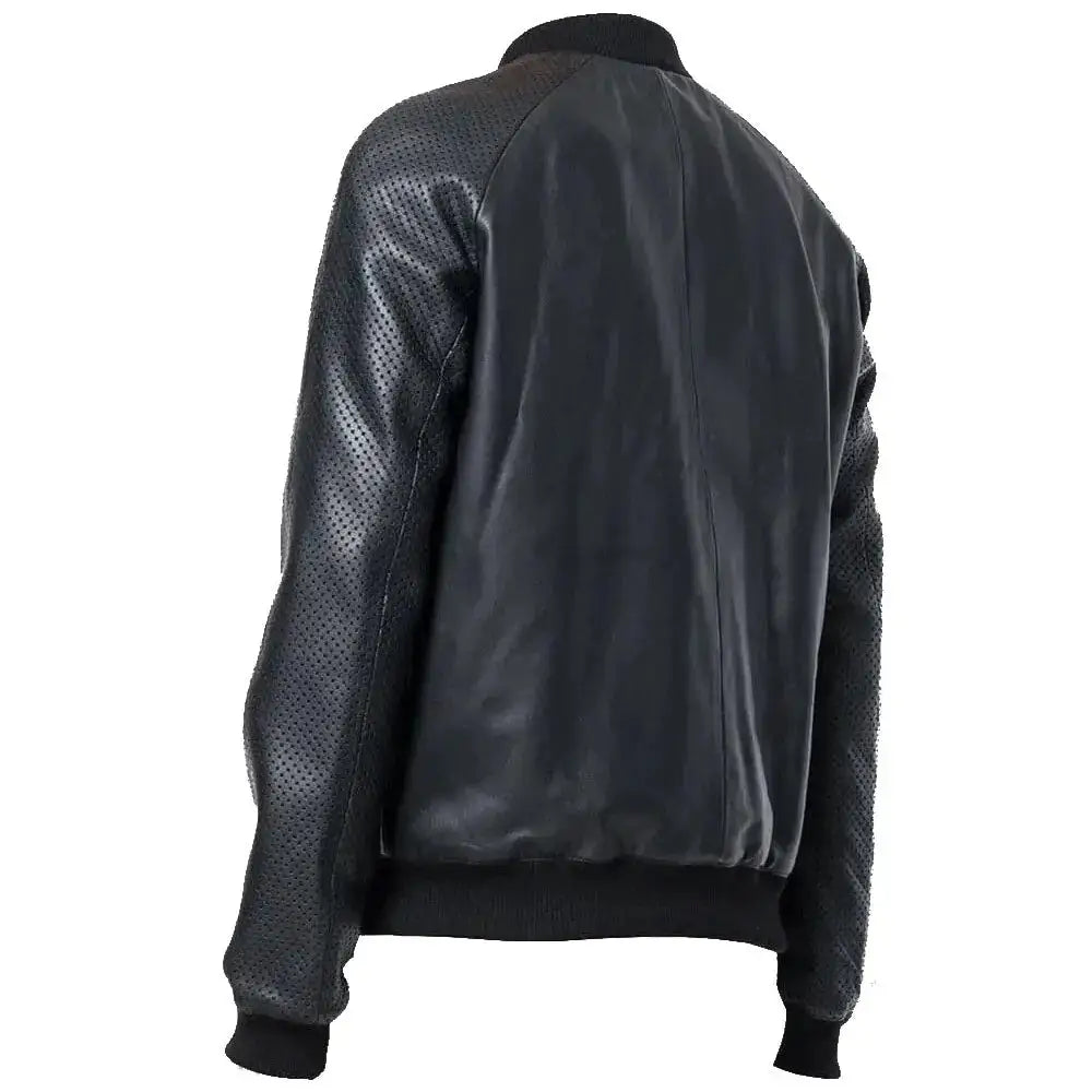 Men’s Studded Leather Bomber Jacket