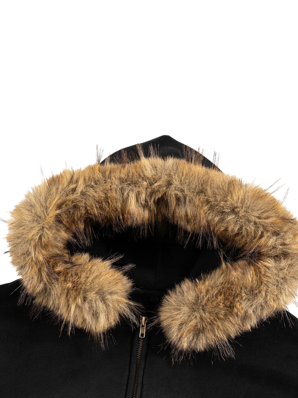Montenégra Sun Fade Boxy Detachable Fur Hoodie - Premium Black.